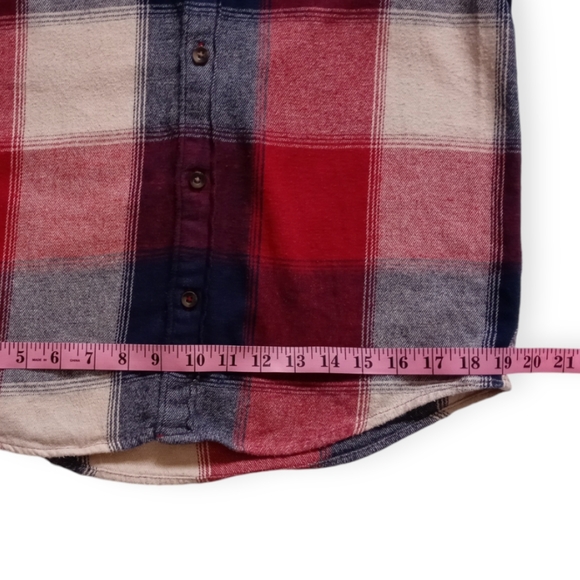 HOLLISTER MEN'S RED BLUE PLAID  FLANNEL LONG SLEEVE BUTTON-UP SHIRT. SIZE S. - Picture 12 of 15